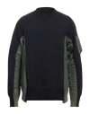 Sacai Bomber Jacket Hybrid Panelled Sweatshirt In Blue
