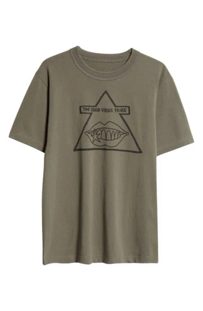 Sacai Mark Gonzales The Good Vibes Graphic T-shirt In Khaki