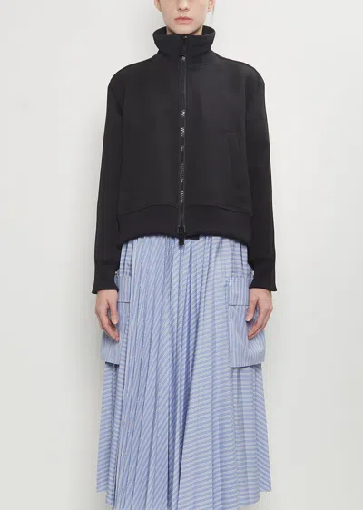 Sacai Matelasse Twill High Neck Blouson In Black