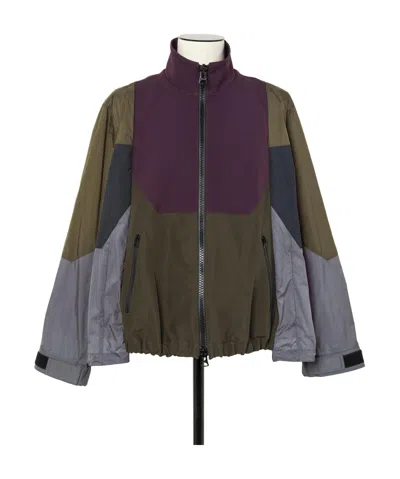 SACAI SACAI MATELASSE TWILL MIX ZIPPED JACKET