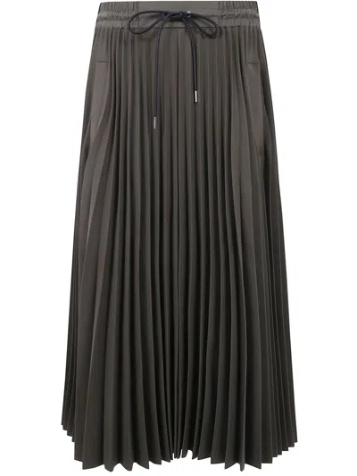 Sacai Matelasse Twill Skirt Clothing In Gray