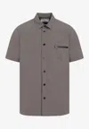 Sacai Zip-pocket Spread-collar Shirt In Taupe