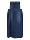 Sacai Maxi Denim Skirt In Blue