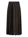 Sacai Pleated Leopard Print Satin Midi Skirt In Brown
