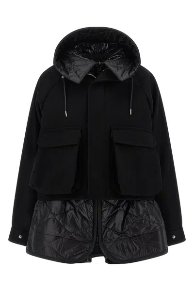 Sacai 'melton' Blouson In Black