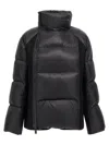 Sacai Womens Black Funnel-neck Contrast-panels Regular-fit Shell Coat