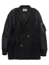 Sacai Long-sleeved Quilted Coat In Black