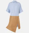 Sacai Melton Cotton Poplin And Wool Minidress In Multicoloured