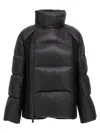 Sacai Womens Black Funnel-neck Contrast-panels Regular-fit Shell Coat In Black