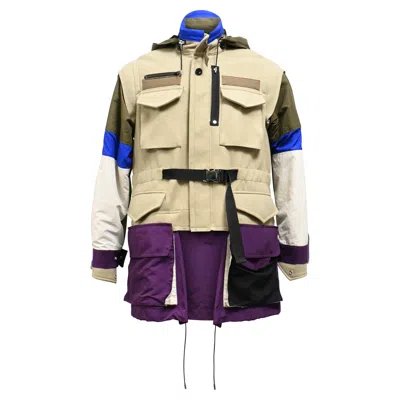 Pre-owned Sacai Melton Jacket In Beige Wool In Purple