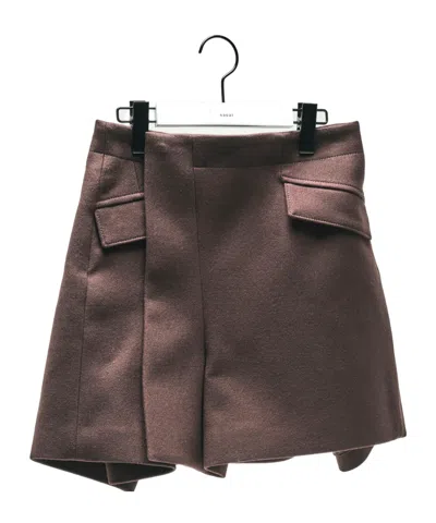 Sacai Melton Skirt In Brown