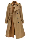 Sacai Hybrid Coat In Gabardine And In Brown