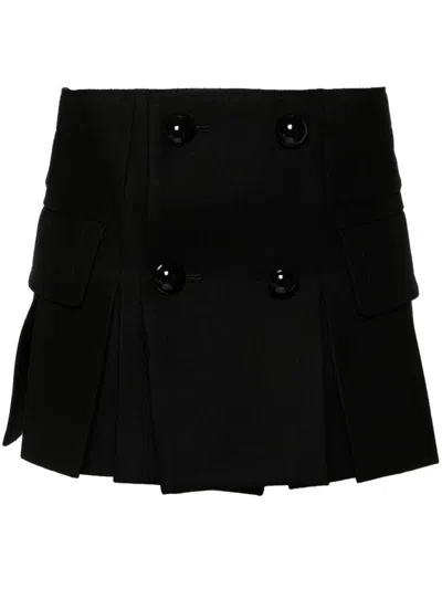 Sacai Melton Wool Shorts In Black