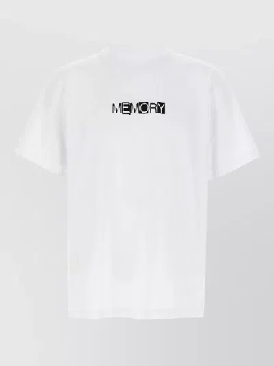 Sacai Memory Printed Cotton Crew Neck Short Sleeve T-shirt In White