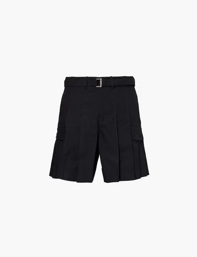 Sacai Black Cinch Strap Shorts In 001 Black