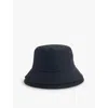 Sacai Mens Black Double-layer Design Wide-brim Cotton-blend Bucket Hat