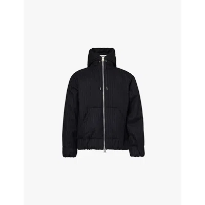 Sacai Mens Black Stripe Regular-fit Padded Wool Jacket