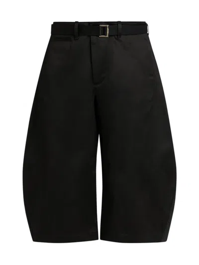 Sacai Black Cotton Chino Trousers In Blue