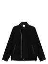 Sacai Buttoned Collar Cotton Jacket With Elasticized Hem In Black