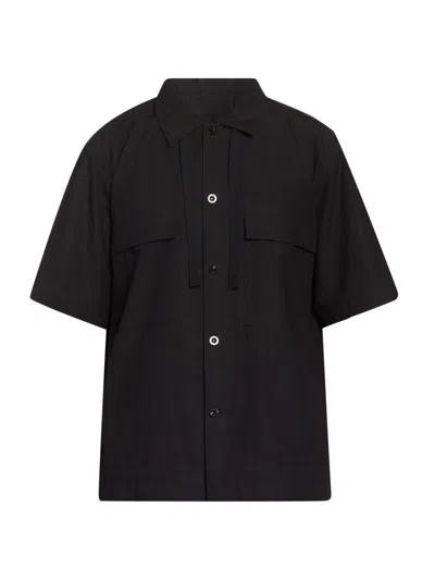 Sacai Men's Cotton Typewriter Shirt In Black