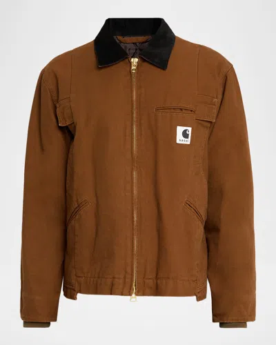 Sacai Men's Duck Canvas Jacket In Brown