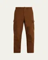 Sacai Men's Duck Denim Cargo Pants In Brown