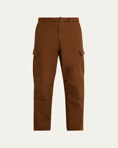 Sacai Men's Duck Denim Cargo Pants In Brown
