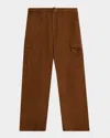Sacai Men's Duck Denim Cargo Pants In Brown