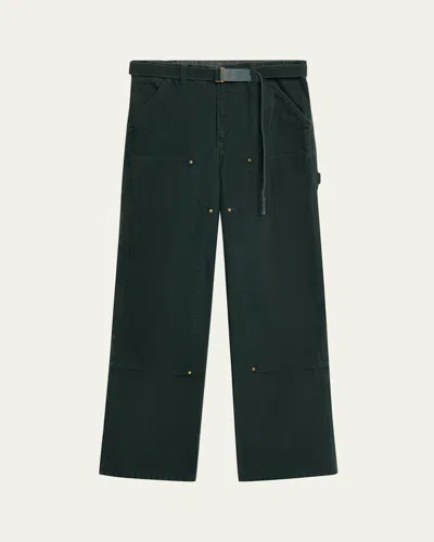 Sacai Men's Duck Denim Carpenter Pants In Green