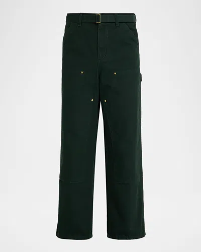 Sacai Men's Duck Denim Carpenter Pants In Green