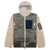Sacai Colour-block Zip-up Hooded Jacket In Beige