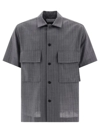 Sacai Men's Gray Pinstripe Shirt With Pockets In Grey