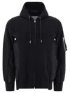 Sacai Men's Hybrid Zippered Hoodie In Black