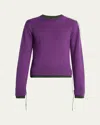Sacai Men's Mohair Knit Layered Crewneck Sweater In Purple