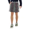 Sacai Geometric-jacquard Cotton Shorts In Multi