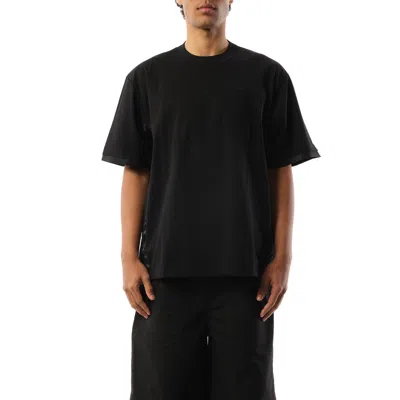 Sacai Men's Nylon Twill Cotton Jersey T-shirt In Black