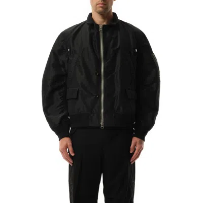 Sacai Men's Nylon Twill Double Breasted Bomber Jacket In Black
