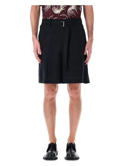 Sacai Men's Pleated Shorts In Black