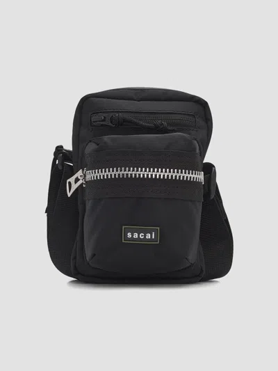 Sacai Men's Pocket Pouch Crossbody Bag In Black