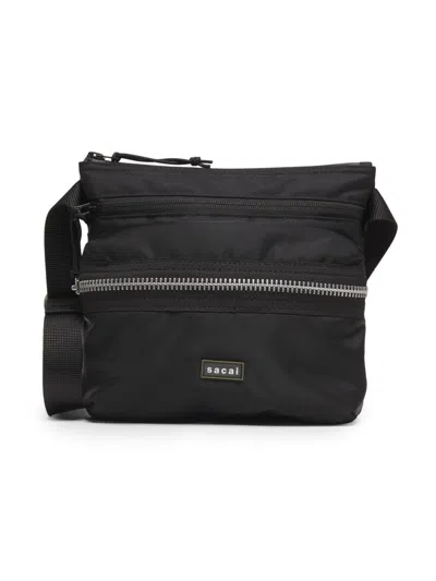 Sacai Men's Pocket Sacoche Crossbody Bag In Black