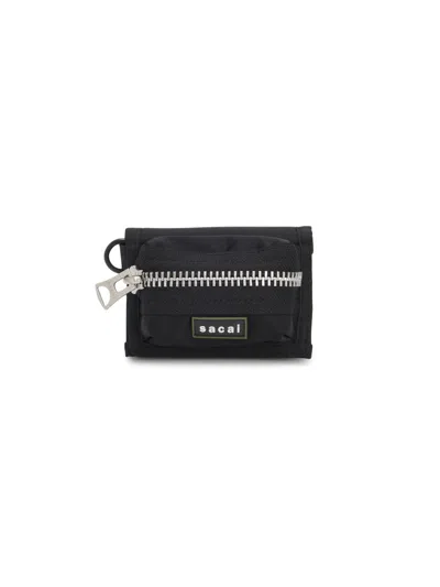 Sacai Men's Pocket Trifold Wallet In Black