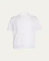 Sacai Men's Poplin Elastic-waist Zip Shirt In Off White