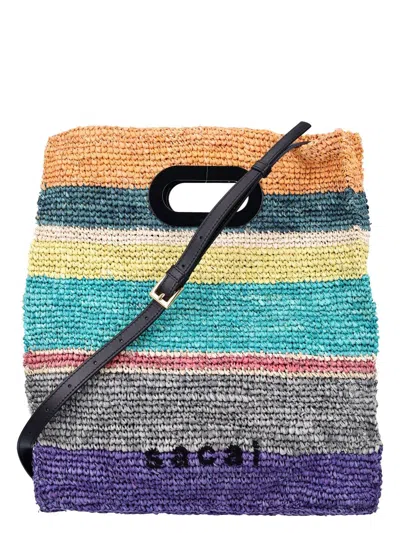 Sacai Men's Raffia Tote Bag | 25ps14801 Color 926 In Multicolor
