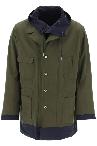 SACAI MEN'S REVERSIBLE COTTON BLEND OVERCOAT BY SACAI FOR SS24