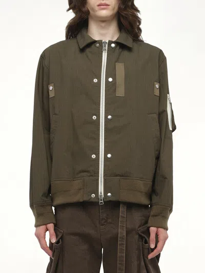 Sacai Men's Rip Stop Blouson Bomber Jacket In Brown