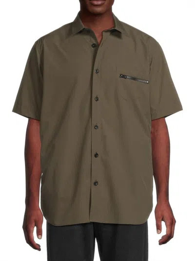 Sacai Men's Rip Stop Shirt In Green