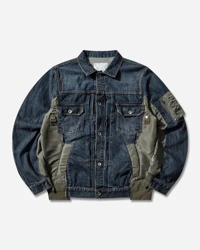 Sacai Men S Denim X Nylon Twill Jacket In Blue
