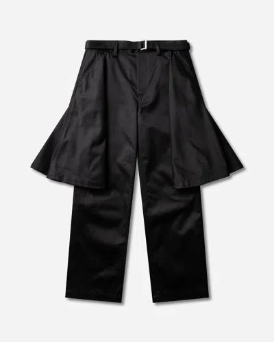 Sacai Men S Layered Cotton Chino Pants In Black