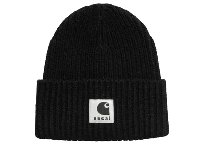 Pre-owned Sacai Men's  X Carhartt Wip Beanie In Black