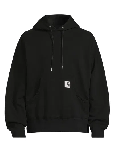 Sacai Carhartt Wip Cotton Jersey Hoodie In Black